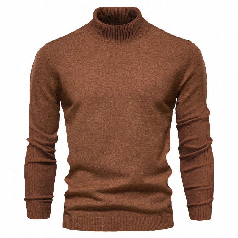 Men's Solid Color Slim Pullover Turtleneck Sweater Winter Casual Tops Clothing