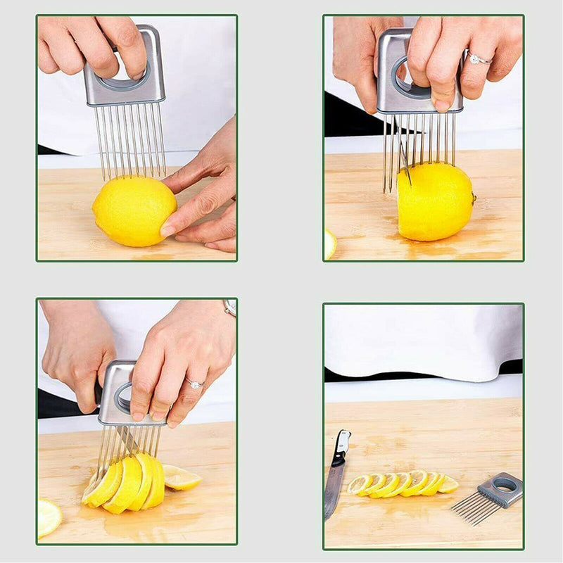 Onion Holder Slicer Vegetable tools Tomato Cutter Stainless Steel Kitchen Gadget