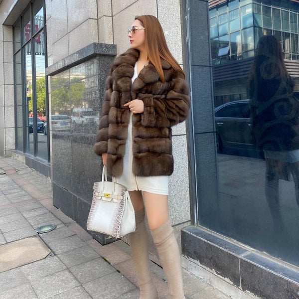 Women's Fur Coat Overcoat Zibeline Starry Coat